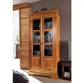 MASSIVMOEBEL24.DE Vitrine Akazie 98x46x191 honig lackiert OXFORD #0440