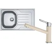 Franke Set - OLX 611-79 Edelstahlspüle Gebürstet + Orbit Beige Hochdruckarmatur
