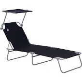 Outsunny Sonnenliege Gartenliege Relaxliege Dreibeinliege Liege Klappbar Schwarz