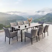 CLEMENTO STERN Gartenmöbel-Set 9tlg. PENTA Ausziehtisch 200/250x100cm mit Sunbrella Stühle