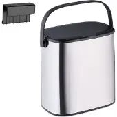 Relaxdays Mülleimer, 5 l, hängender Kosmetikeimer, Badmülleimer mit Deckel & Griff, Küchenabfalleimer, silber/schwarz