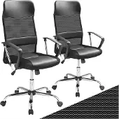 Casaria 2x Bürostuhl Ergonomisch Hohe Rückenlehne Härtegradeinstellung 46-60cm Sitzhöhe Wippfunktion Lenden- und Kopfstütze Büro Schreibtisch Dreh Stuhl
