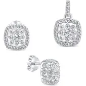Brilio Silver Shiny silver jewelry set with zircons SET217W