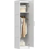 HOMCOM Kleiderschrank Mehrzweckschrank mit Kleiderstange, Regal, Soft-Close-Tür Garderobenschrank Schrank Drehtürenschrank für Schlafzimmer 40 x 52 x 180 cm Weiß