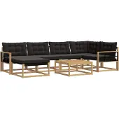 vidaXL Outdoor-Sofagarnitur 7 stk. Weiß und Schwarz Massivholz Akazie