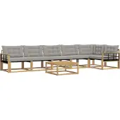 vidaXL Outdoor-Sofagarnitur 7 pcs Weiß und Hellgrau 79 x 79 x 37 cm