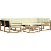 vidaXL Outdoor-Sofagarnitur 7 stk. Weiß und Creme