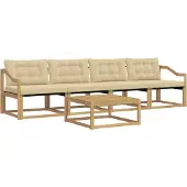 vidaXL Outdoor-Sofagarnitur 5 pcs Weiß und Beige 79 x 79 x 37 cm