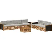 vidaXL Outdoor-Sofagarnitur 8 stk. Natürlich und Hellgrau Polyester