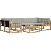 vidaXL Outdoor-Sofagarnitur 7 Stk. Weiß und Hellgrau