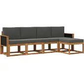 vidaXL Outdoor-Sofagarnitur 5 stk. Natur und Anthrazit Polyester