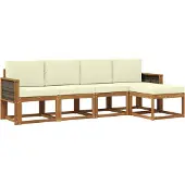 vidaXL Outdoor-Sofagarnitur 5 stk. Natur und Creme Polyester