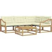 vidaXL Outdoor-Sofagarnitur 5 stk. Weiß und Creme