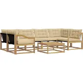 vidaXL Outdoor-Sofagarnitur 7 stk. Weiß und Beige