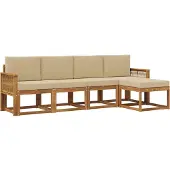 vidaXL Outdoor-Sofagarnitur 5 stk. Natur und Beige Polyester