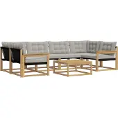 vidaXL Outdoor-Sofagarnitur 7 pcs Weiß und Hellgrau 79 x 79 x 37 cm
