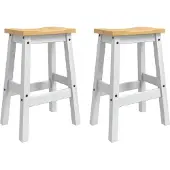 vidaXL Barhocker 2 stk. Weiß und Honigwachs 44 x 30 x 63 cm