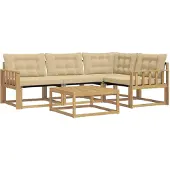 vidaXL Outdoor-Sofagarnitur 5 pcs Weiß und Beige 79 x 79 x 37 cm