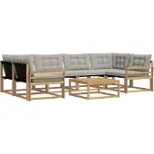 vidaXL Outdoor-Sofagarnitur 7 pcs Weiß und Hellgrau 79 x 79 x 37 cm