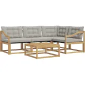 vidaXL Outdoor-Sofagarnitur 5 stk. Weiß und Hellgrau