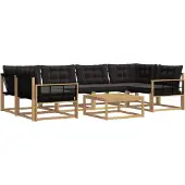 vidaXL Outdoor-Sofagarnitur 7 pcs Weiß und Schwarz 79 x 79 x 37 cm