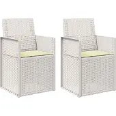 vidaXL Garten Esszimmerstühle 2 Stk. Weiß und Creme PP