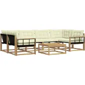 vidaXL Outdoor-Sofagarnitur 7 stk. Weiß und Creme