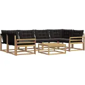 vidaXL Outdoor-Sofagarnitur 7 Stk. Weiß und Schwarz