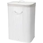 Wellhome - Faltbare Wäschekörbe 40x30x60 cm aus Bambus und Baumwolle in Weiß