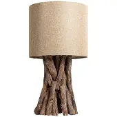 Invicta Massivholz Tischlampe HARMONY NATURE 50cm beige Teak mit Leinenschirm