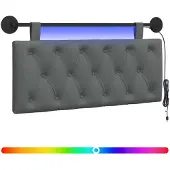 Syfax Hängendes Kopfteil Mit LED Licht Dunkelgrau Stoff