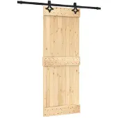 Syfax Schiebetür Natürlich und Schwarz 80 x 210 cm Massivkiefer