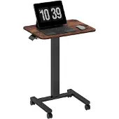 Vinsetto Computertisch Höhenverstellbar, Steh-Sitz Laptoptisch mit Rollen