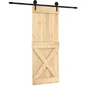 Syfax Schiebetür Natürlich und Schwarz 80 x 210 cm Massivkiefer
