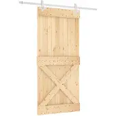Syfax Schiebetür Natürlich und Weiß 95 x 210 cm Massivkiefer