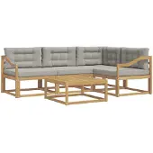 vidaXL Outdoor-Sofagarnitur 5 stk. Weiß und Hellgrau Polyester