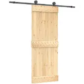 Syfax Schiebetür Natürlich und Schwarz 80 x 210 cm Massivkiefer