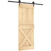 Syfax Schiebetür Natürlich und Schwarz 80 x 210 cm Massivkiefer