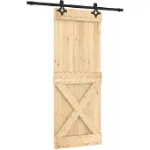 Syfax Schiebetür Natürlich und Schwarz 80 x 210 cm Massivkiefer