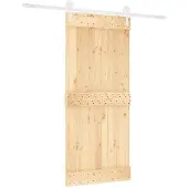 Syfax Schiebetür Natürlich und Weiß 90 x 210 cm Massivkiefer