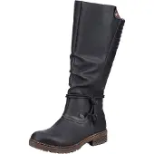 Rieker Winterstiefel , Damen, Gr. 37, Warmfutter, Normalschaft, schwarz, Lederimitat, Schuhe Winterstiefel, Langschaftstiefel, Blockabsatz, mit -TEX-Membran