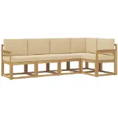 vidaXL Outdoor-Sofagarnitur 5 stk. Weiß und Beige