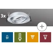 Paulmann 2Easy Premium Einbauleuchten 3er Spot-Set schwenkbar 51mm Alu gedreht