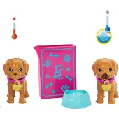Barbie HKD87 Puppe & Welpenadoption-Spielset, brünette Puppe, 2 Welpen, ab 3 Jahren