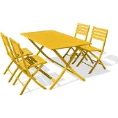 DCB Groupe 4-Sitzer-Garten-Essgruppe aus senffarbenem Aluminium