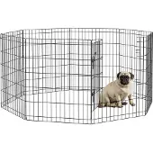 PawHut Welpenauslauf 76 cm Hoch, 8-TLG DIY Welpenlaufstall mit Schloss Metall