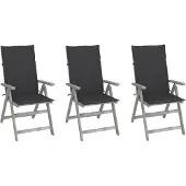 vidaXL Verstellbare Gartenstühle 3 Stk. mit Auflagen Massivholz Akazie , Gartenstühle Design 2024