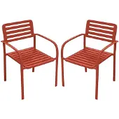 Vente-unique 2er-Set Gartensessel stapelbar aus Metall – Terracotta – NILY von MYLIA