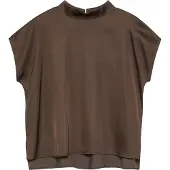 Comma Schweres Satin-Top mit Cap-Sleeves und Stehkragen