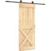 Syfax Schiebetür Natürlich und Schwarz 80 x 210 cm Massivkiefer